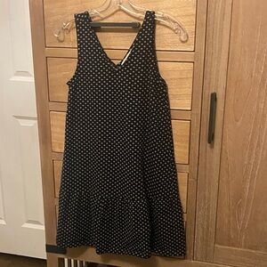 LOFT Petite Black and White Polka Dot V Neck Dress